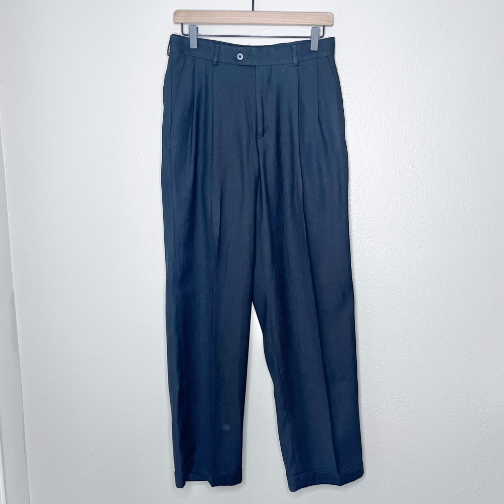 Stafford Men's Size 36X30 Black Pleated Front Dress Pants Z7SB0503